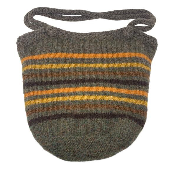 Handmade Wool 19'' x 15'' Striped Wisdom, Serenity, And Courage Lined Tote Bag - Picture 1 of 5